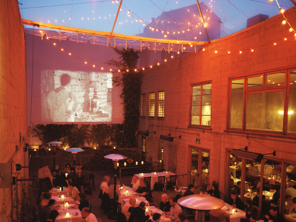 The Foreign Cinema in the Mission District, shows films project